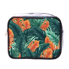 Green Tropical Leaves Mini Toiletries Bag (one Side) by Jack14