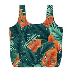 Green Tropical Leaves Full Print Recycle Bag (l) by Jack14