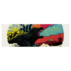 Retro Wave Kaiju Godzilla Japanese Pop Art Style Banner And Sign 12  X 4  by Cendanart