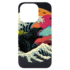 Retro Wave Kaiju Godzilla Japanese Pop Art Style Iphone 14 Pro Black Uv Print Case by Cendanart