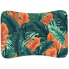 Green Tropical Leaves Velour Seat Head Rest Cushion by Jack14