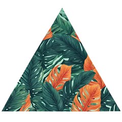 Green Tropical Leaves Wooden Puzzle Triangle by Jack14