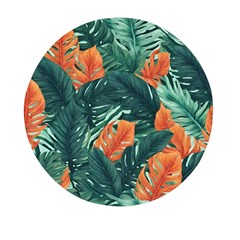 Green Tropical Leaves Mini Round Pill Box (Pack of 5)