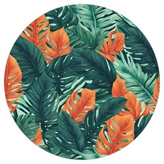 Green Tropical Leaves Round Trivet