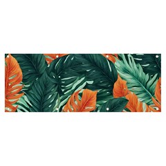 Green Tropical Leaves Banner and Sign 8  x 3 