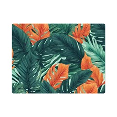 Green Tropical Leaves Premium Plush Fleece Blanket (Mini)