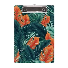 Green Tropical Leaves A5 Acrylic Clipboard