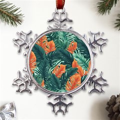 Green Tropical Leaves Metal Large Snowflake Ornament by Jack14