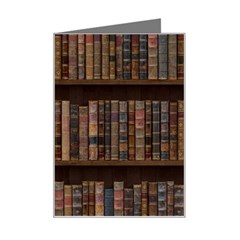 Old Bookshelf Orderly Antique Books Mini Greeting Card by Cendanart