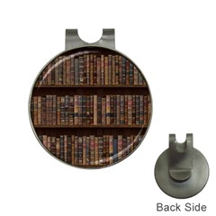 Old Bookshelf Orderly Antique Books Hat Clips With Golf Markers by Cendanart