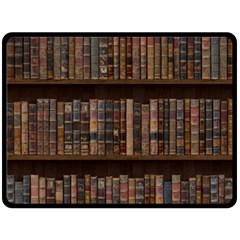 Old Bookshelf Orderly Antique Books Two Sides Fleece Blanket (large) by Cendanart