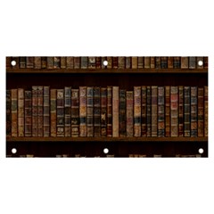 Old Bookshelf Orderly Antique Books Banner And Sign 6  X 3  by Cendanart