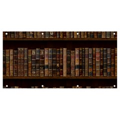 Old Bookshelf Orderly Antique Books Banner And Sign 8  X 4  by Cendanart