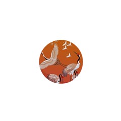 Japanese Crane Painting Of Birds 1  Mini Buttons by Cendanart