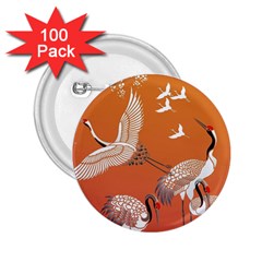 Japanese Crane Painting Of Birds 2 25  Buttons (100 Pack)  by Cendanart