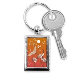 Japanese Crane Painting Of Birds Key Chain (Rectangle) Front