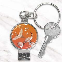 Japanese Crane Painting Of Birds Nail Clippers Key Chain by Cendanart