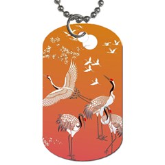 Japanese Crane Painting Of Birds Dog Tag (two Sides) by Cendanart