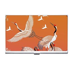 Japanese Crane Painting Of Birds Business Card Holder by Cendanart