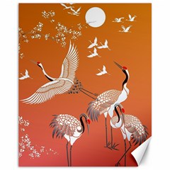 Japanese Crane Painting Of Birds Canvas 11  X 14  by Cendanart