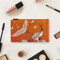 Japanese Crane Painting Of Birds Cosmetic Bag (small) by Cendanart