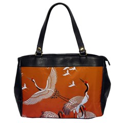 Japanese Crane Painting Of Birds Oversize Office Handbag by Cendanart