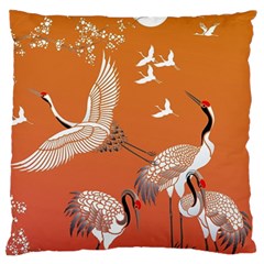 Japanese Crane Painting Of Birds Standard Premium Plush Fleece Cushion Case (two Sides) by Cendanart