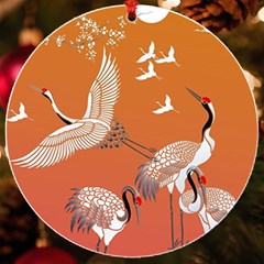 Japanese Crane Painting Of Birds Uv Print Acrylic Ornament Round by Cendanart