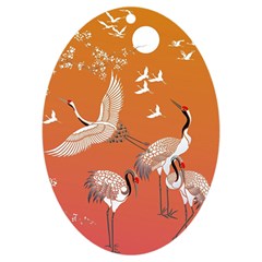 Japanese Crane Painting Of Birds Uv Print Acrylic Ornament Oval by Cendanart