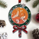 Japanese Crane Painting Of Birds Metal X Mas Lollipop with Crystal Ornament Front