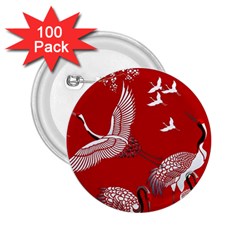 Japanese Crane Bird Art 2 25  Buttons (100 Pack)  by Cendanart