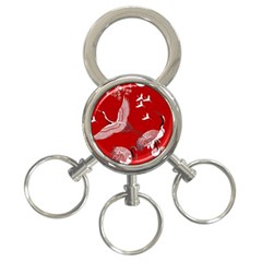 Japanese Crane Bird Art 3-ring Key Chain by Cendanart