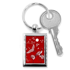 Japanese Crane Bird Art Key Chain (rectangle) by Cendanart