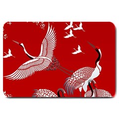 Japanese Crane Bird Art Large Doormat by Cendanart