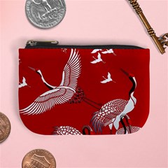 Japanese Crane Bird Art Mini Coin Purse by Cendanart