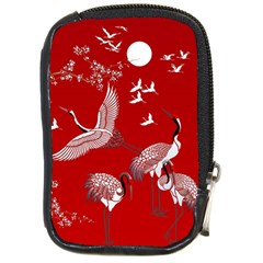 Japanese Crane Bird Art Compact Camera Leather Case by Cendanart