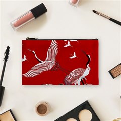 Japanese Crane Bird Art Cosmetic Bag (small) by Cendanart