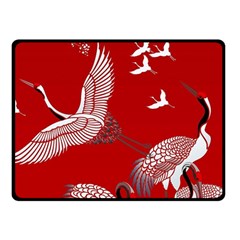 Japanese Crane Bird Art Fleece Blanket (small) by Cendanart