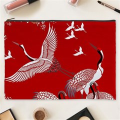 Japanese Crane Bird Art Cosmetic Bag (xxxl) by Cendanart