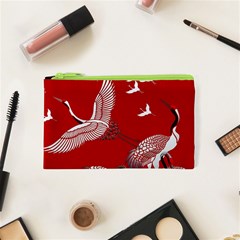 Japanese Crane Bird Art Cosmetic Bag (xs) by Cendanart