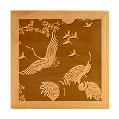 Japanese Crane Bird Art Wood Photo Frame Cube by Cendanart