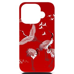 Japanese Crane Bird Art Iphone 14 Pro Black Uv Print Case by Cendanart