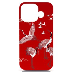 Japanese Crane Bird Art Iphone 14 Pro Max Black Uv Print Case by Cendanart