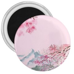 Pink Chinese Style Cherry Blossom 3  Magnets by Cendanart