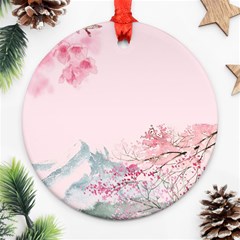 Pink Chinese Style Cherry Blossom Ornament (round) by Cendanart