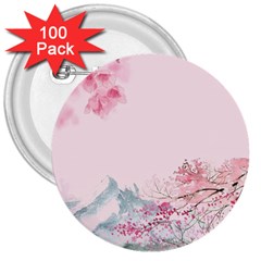 Pink Chinese Style Cherry Blossom 3  Buttons (100 Pack)  by Cendanart