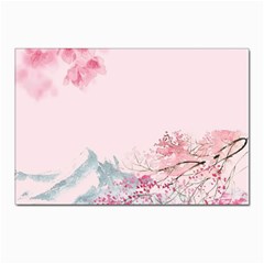 Pink Chinese Style Cherry Blossom Postcard 4 x 6  (pkg Of 10) by Cendanart