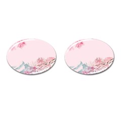 Pink Chinese Style Cherry Blossom Cufflinks (oval) by Cendanart