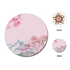 Pink Chinese Style Cherry Blossom Playing Cards Single Design (round) by Cendanart