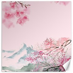 Pink Chinese Style Cherry Blossom Canvas 12  X 12  by Cendanart